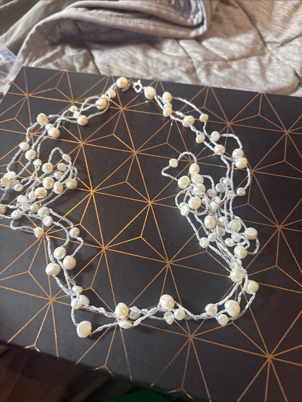 Elegant Multi-Strand Pearl Necklace - White